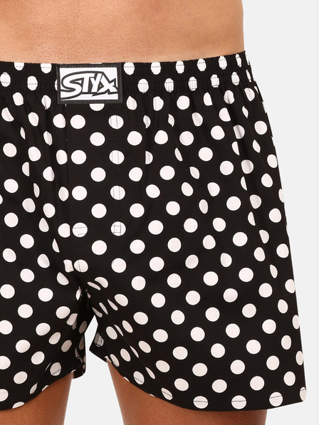 Styx Črno-bele moške kratke hlače s pikami Styx Polka dots