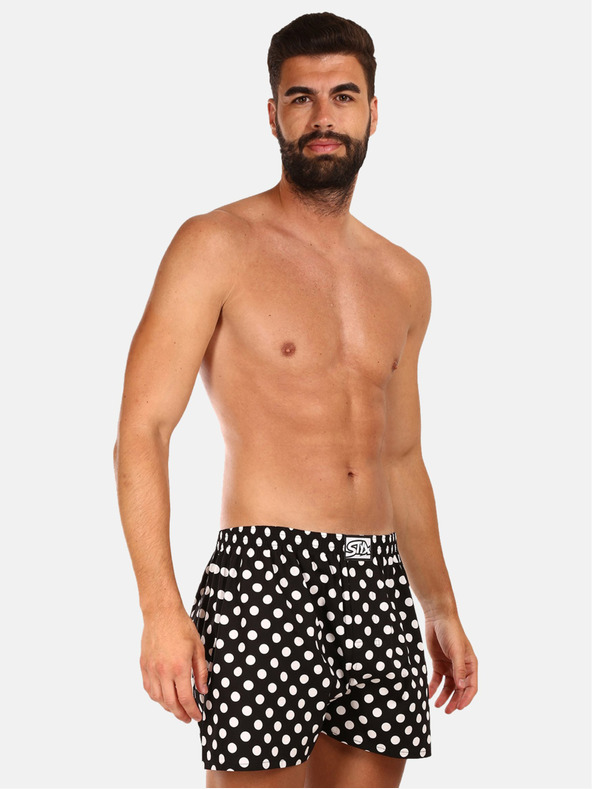 Styx Črno-bele moške kratke hlače s pikami Styx Polka dots