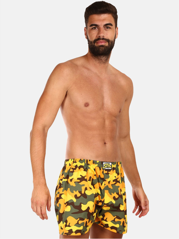 Styx Kaki-rumene moške vzorčaste boksarice Styx