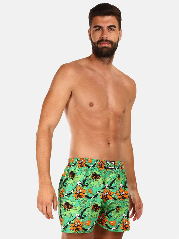 Styx Oranžno-zelene vzorčaste moške kratke hlače Styx