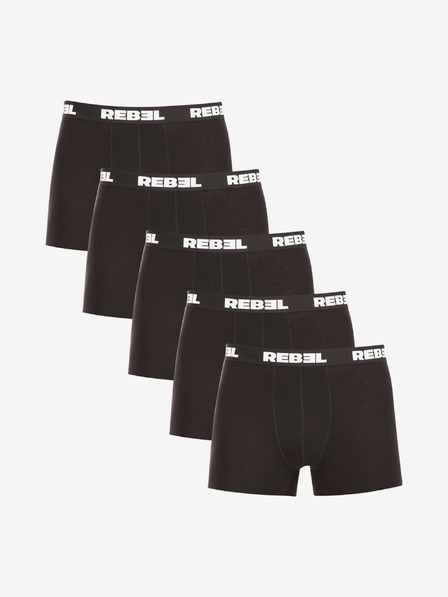 Nedeto Komplet petih moških boksarskih hlač Nedeto Rebel v črni barvi