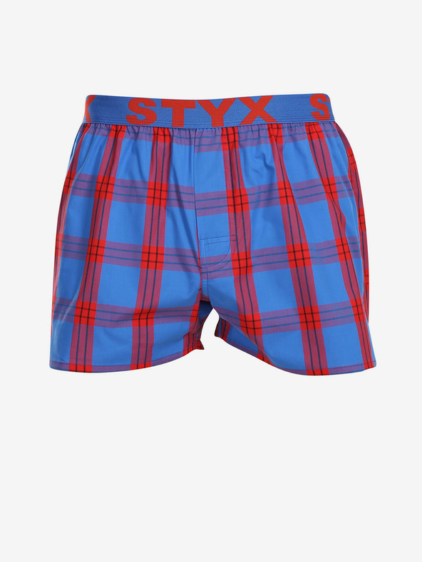 Styx Rdeče in modre moške kariraste hlače Styx