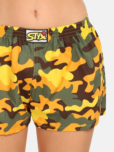 Styx Rumene ženske maskirne kratke hlače Styx art