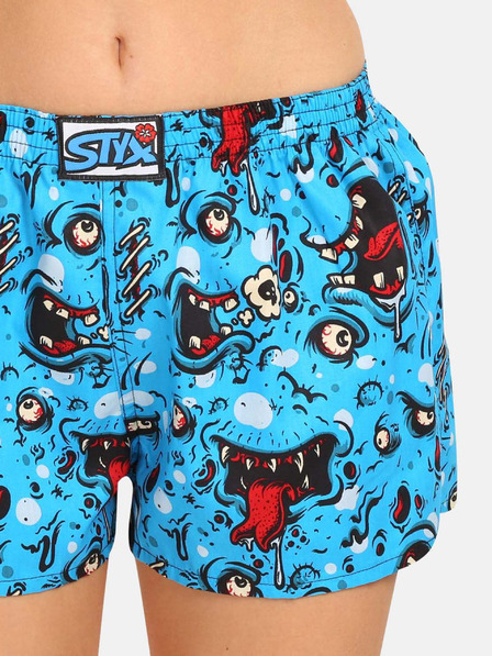 Styx Modre vzorčaste ženske kratke hlače Styx art Zombie