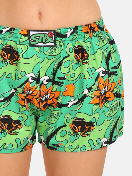 Styx Zelene vzorčaste ženske kratke hlače Styx art Tropic