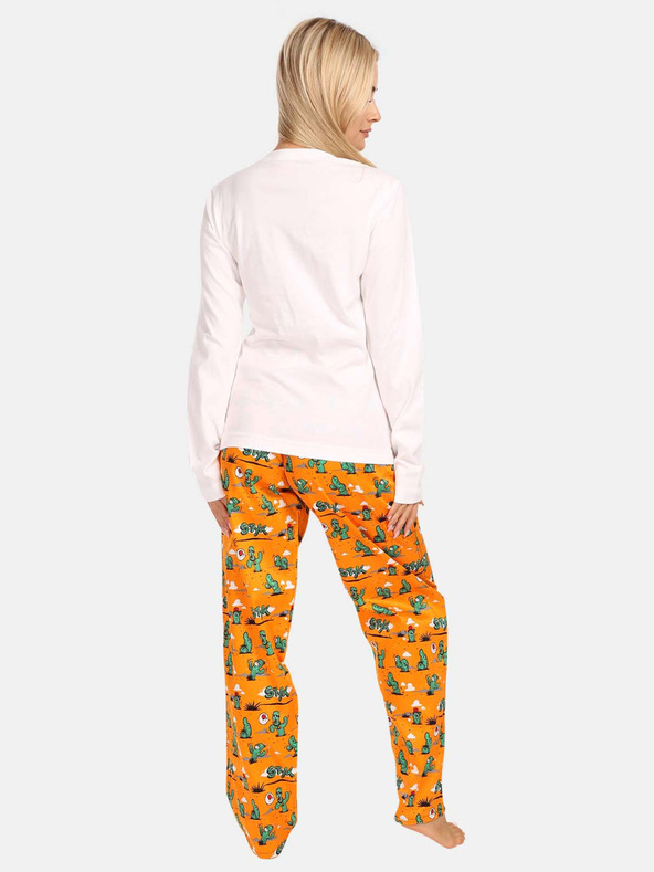 Styx Oranžno-bela ženska pižama Styx Cactus