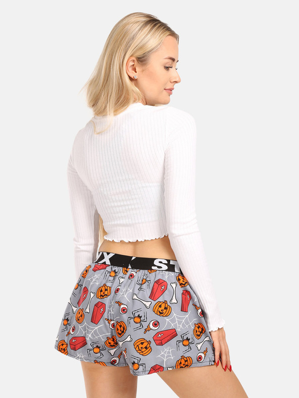 Styx Oranžne in sive ženske kratke hlače Styx z vzorcem za spanje za noč čarovnic krste