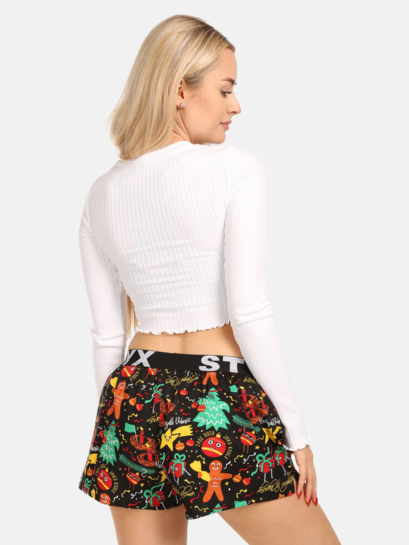 Styx Zeleno-črne ženske kratke hlače z vzorcem Styx Božični okraski