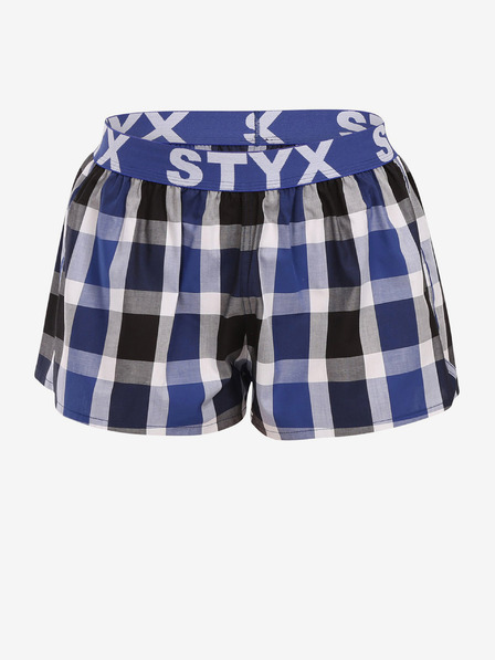 Styx Črno-modre ženske kariraste kratke hlače Styx