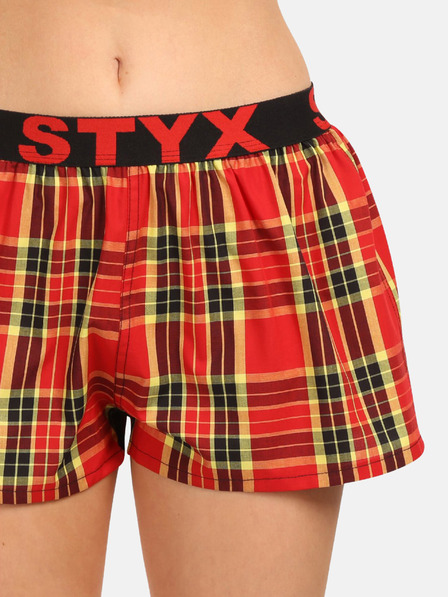 Styx Rdeče ženske kariraste kratke hlače Styx