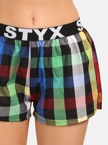 Styx Modro-zelene ženske kariraste kratke hlače Styx