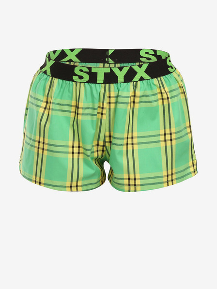 Styx Zelene ženske kariraste kratke hlače Styx