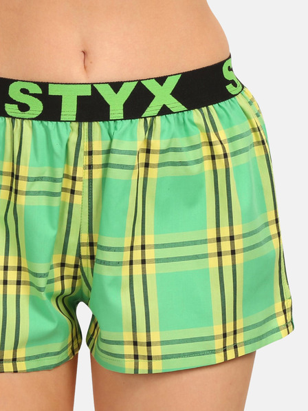 Styx Zelene ženske kariraste kratke hlače Styx