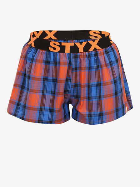 Styx Oranžno-modre ženske kariraste hlače Styx