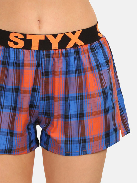 Styx Oranžno-modre ženske kariraste hlače Styx
