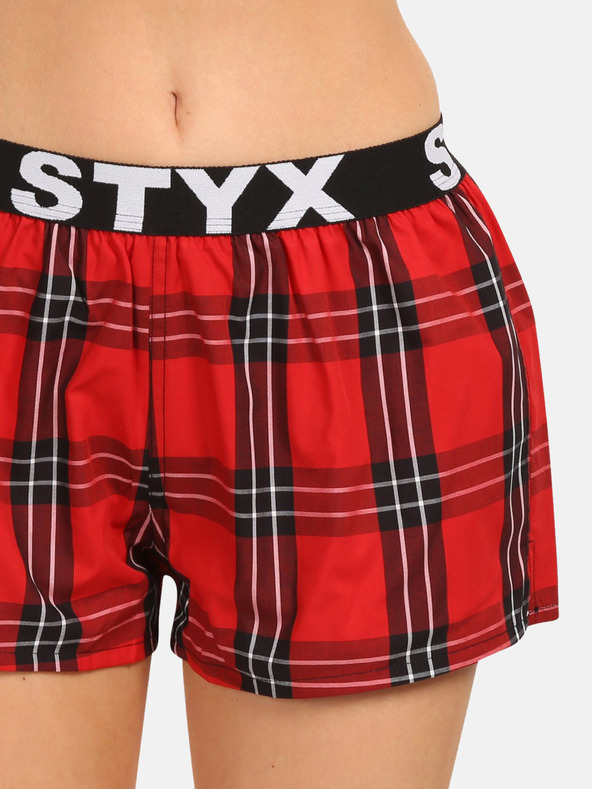 Styx Rdeče ženske kariraste kratke hlače Styx