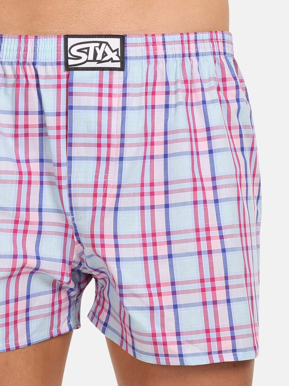 Styx Modro-rožnate moške kariraste hlače Styx