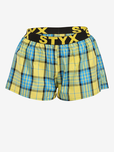Styx Rumene ženske kariraste kratke hlače Styx