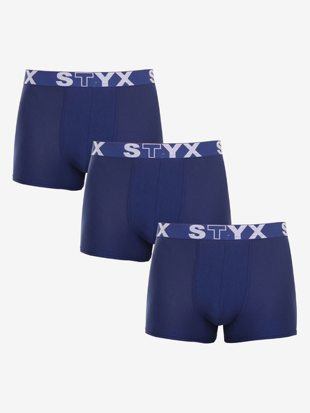 Styx Komplet treh moških boksarskih hlač v temno modri barvi STYX