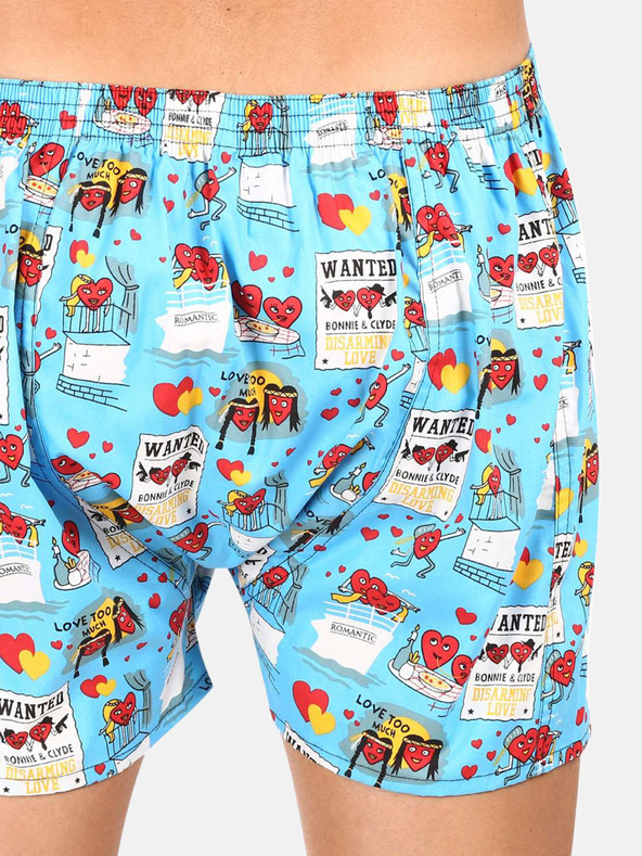 Styx Komplet treh moških kratkih hlač z vzorcem v svetlo modri, sivi in rdeči barvi STYX