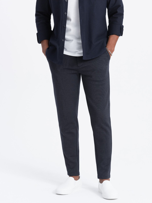 Ombre Clothing Temno modre moške kariraste hlače Ombre Clothing