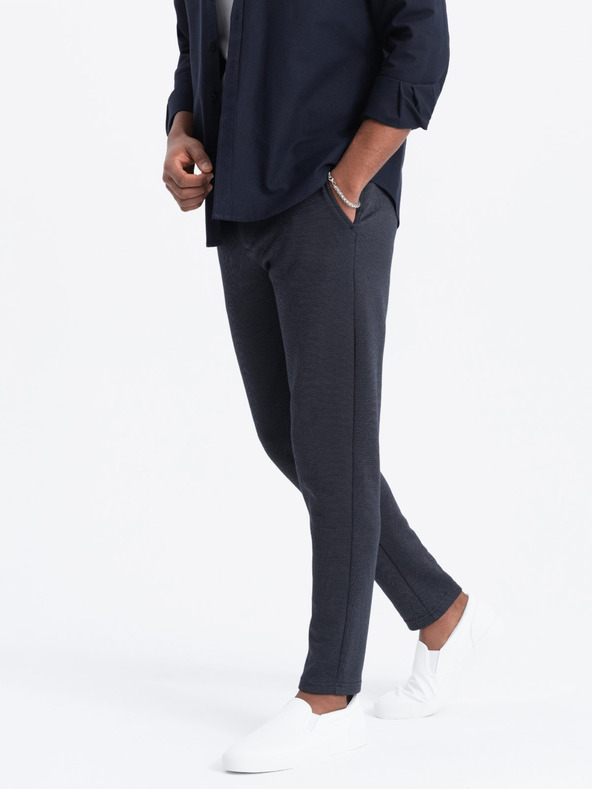 Ombre Clothing Temno modre moške kariraste hlače Ombre Clothing