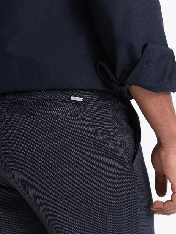 Ombre Clothing Temno modre moške kariraste hlače Ombre Clothing