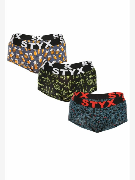 Styx Komplet treh - Styx art ženske hlače z nogo večbarvne