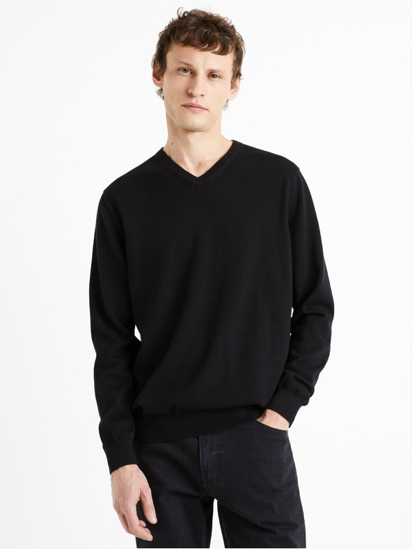Celio Črn moški pulover Celio Decotonv