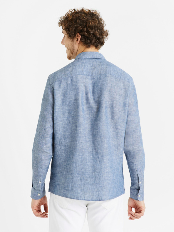 Celio Modra moška lanena majica Celio Daflix