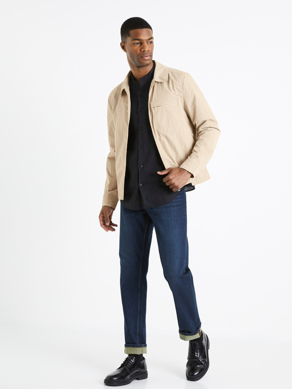 Celio Črna moška platnena srajca Celio Damopoc