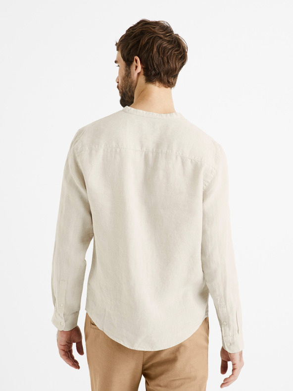 Celio Bež moška platnena majica Celio Damaolin