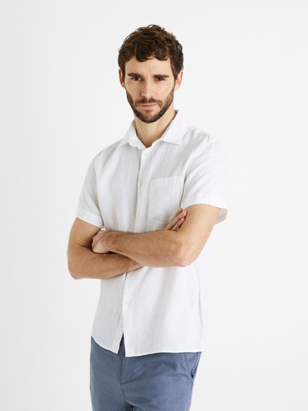 Celio Bela moška lanena majica Celio Damarlin
