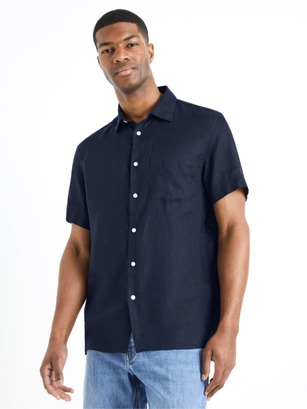Celio Temno modra moška lanena srajca Celio Damarlin