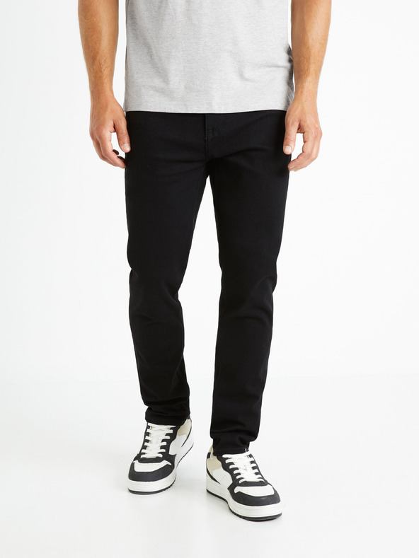 Celio Črne moške slim fit kavbojke Celio Foslim