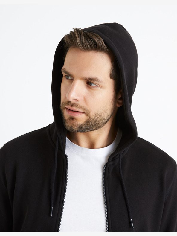 Celio Črna moška osnovna jopa s kapuco Celio Fethree