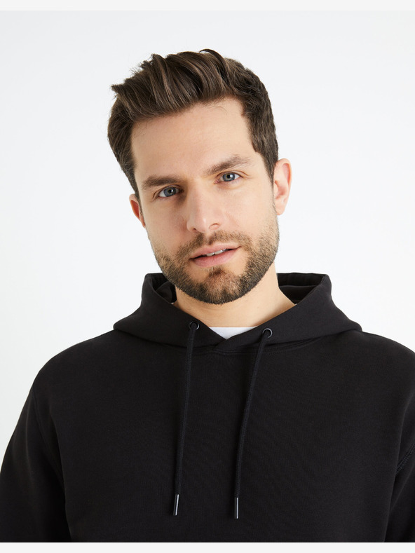 Celio Črna moška majica s kapuco Celio Fesix
