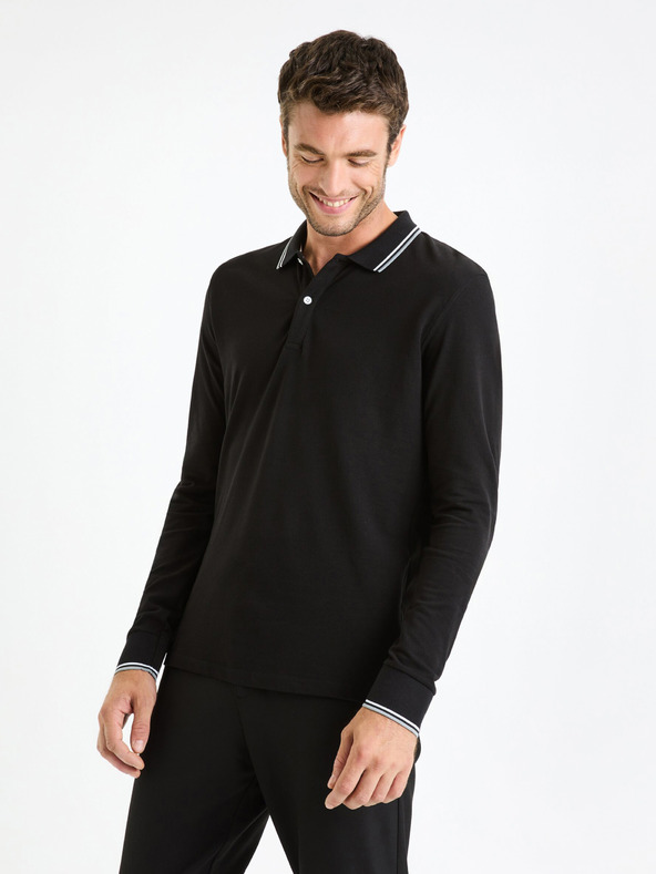 Celio Črna moška osnovna polo majica Celio Decolml