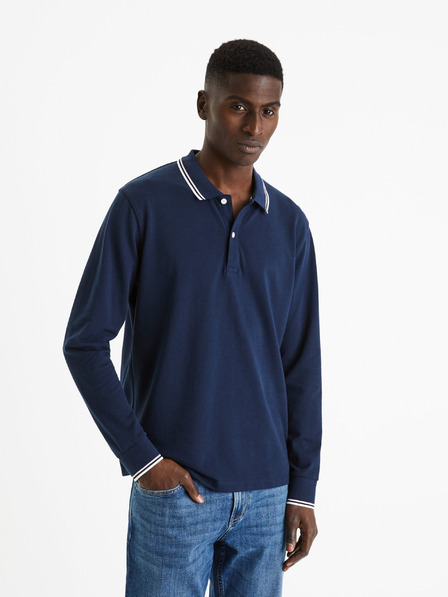 Celio Temno modra moška osnovna polo majica Celio Decolml