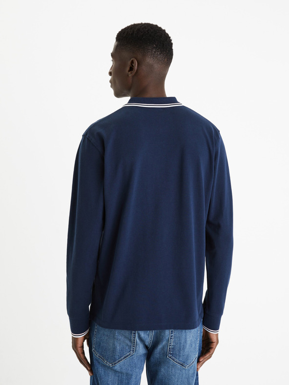 Celio Temno modra moška osnovna polo majica Celio Decolml