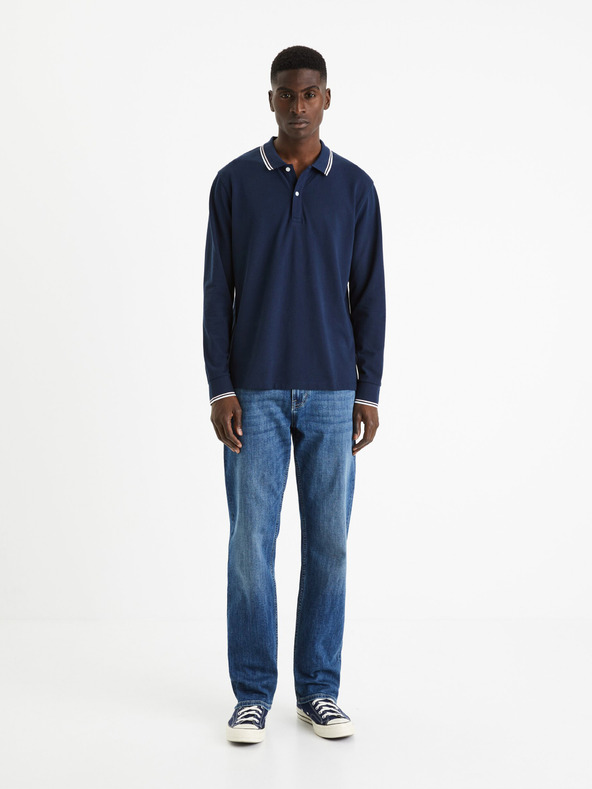 Celio Temno modra moška osnovna polo majica Celio Decolml