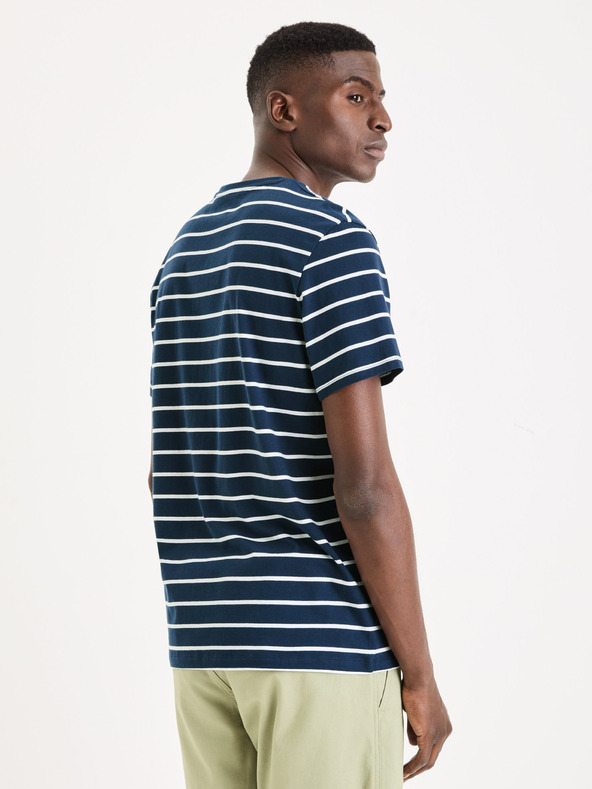 Celio Temno modra moška osnovna majica Celio Gebaser