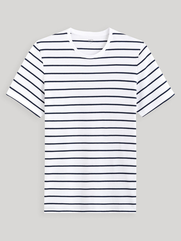 Celio Bela moška črtasta majica Celio Gebaser