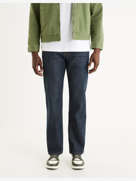 Celio Temno modre moške kavbojke Celio C5 ravnega kroja