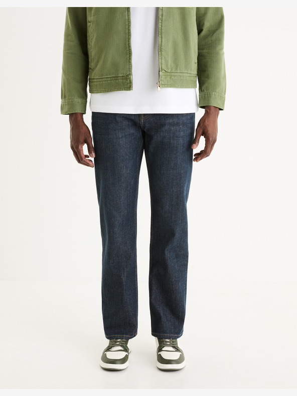 Celio Temno modre moške kavbojke Celio C5 ravnega kroja