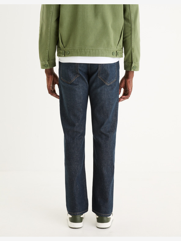 Celio Temno modre moške kavbojke Celio C5 ravnega kroja
