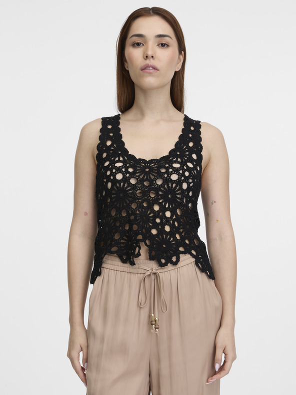 Orsay Črna ženska kvačkana majica ORSAY