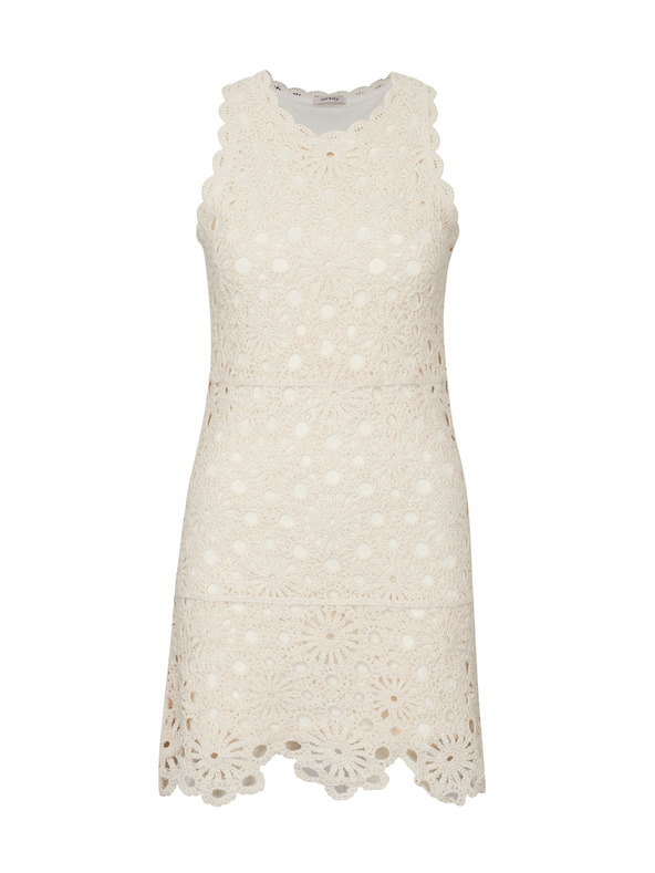 Orsay Krem ženska obleka do kolen ORSAY