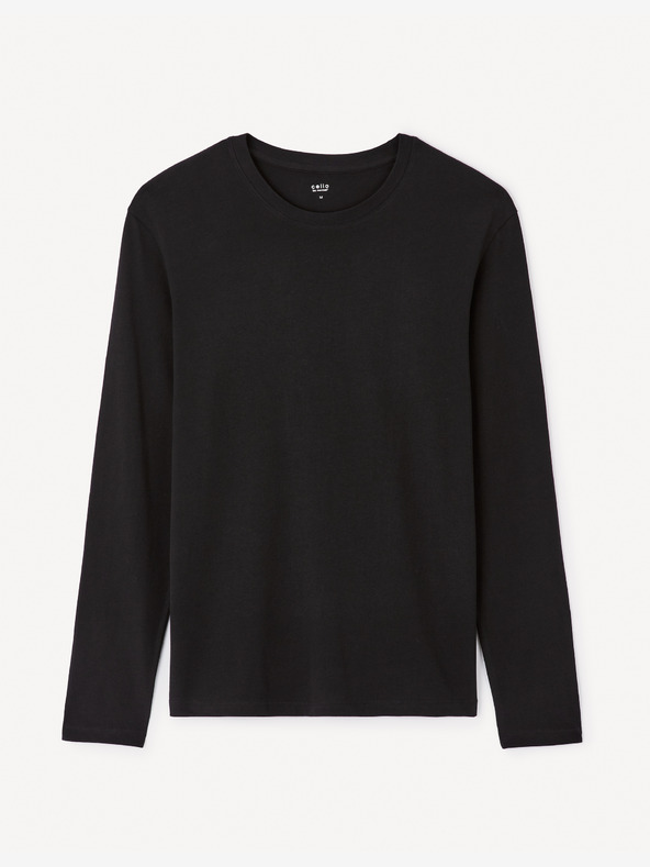 Celio Črna moška majica z dolgimi rokavi Celio Geuniml