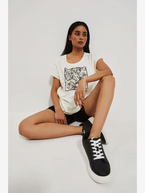 Moodo Bela potiskana majica Moodo